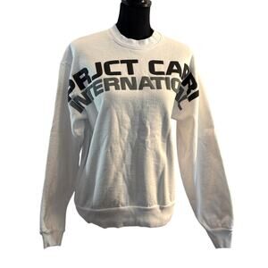 Project Capri International 100% Cotton Sweatshirt White Black LOGO Unisex S
